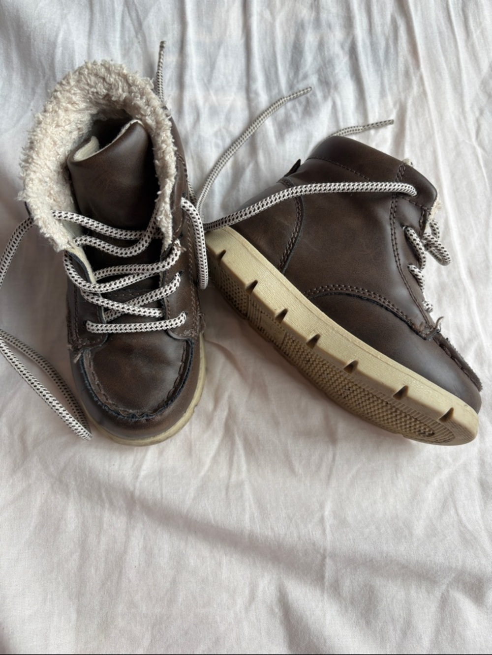 OshKosh B'gosh Brown Kids Faux-Fur Lined Lace-Up Boots